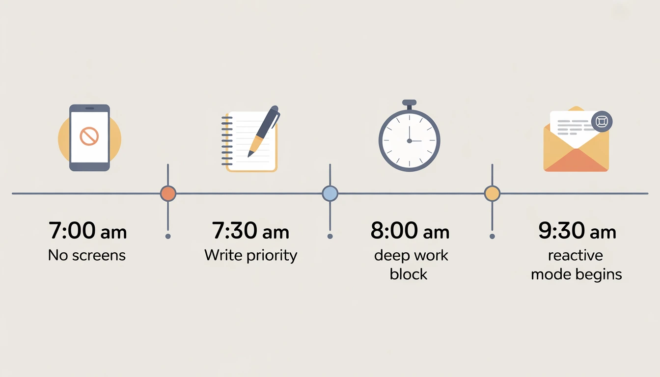 morning-routine-timeline-for-knowledge-workers morning routine timeline for knowledge workers showing deep work block